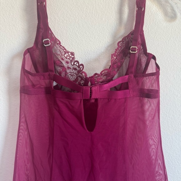 Victoria’s Secret Sheer Burgundy Lace Babydoll Slip Size: 34C - Picture 7 of 8